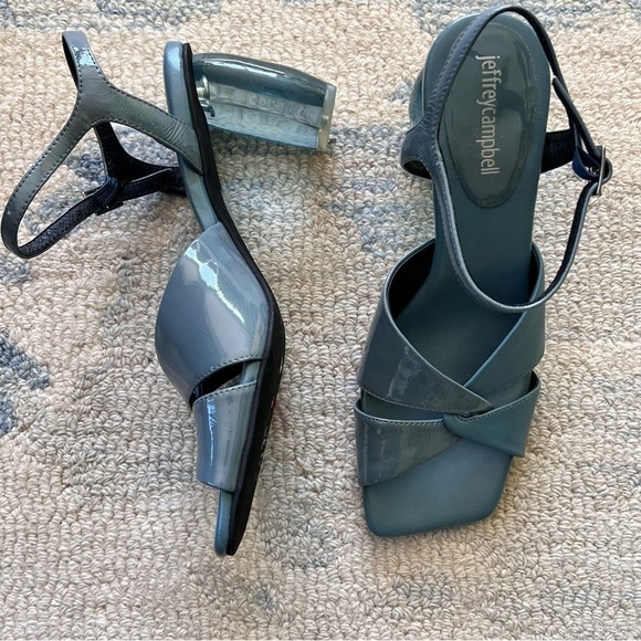 JEFFREY CAMPBELL BLUE RETRO LUCITE BLOCK HEEL STRAPPY SANDALS SIZE 7.5 NWT - Picture 12 of 12